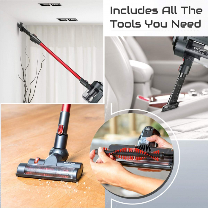 Aspirator Taurus Ultimate Lithium, 22.2 V, Lumina LED, Filtru Hepa, Perie rotativa, Rosu [6]