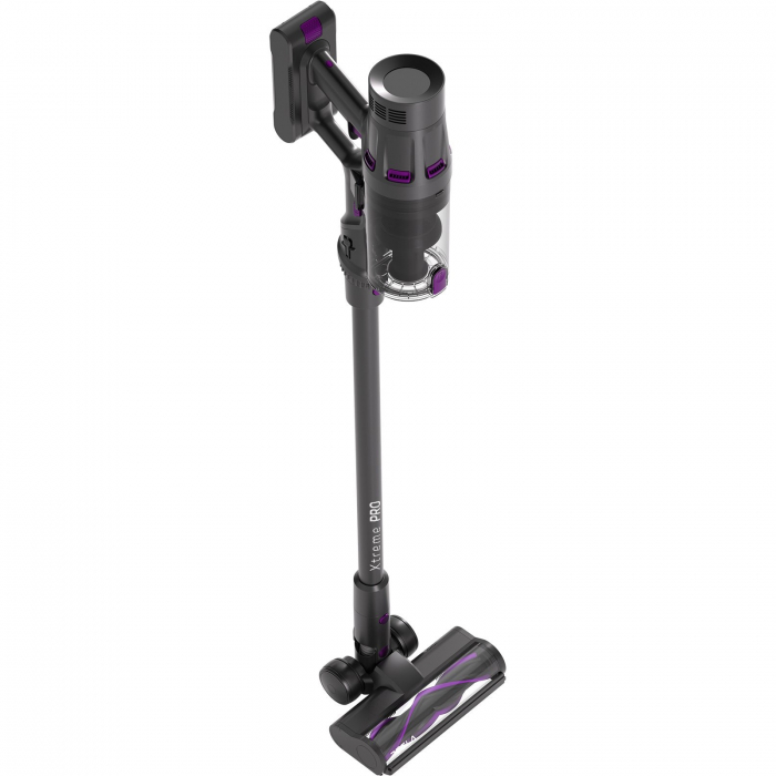 Aspirator vertical Tesla HS505GP, 500W, autonomie 70 min, 29.6V, display digital, sensor praf, filtru Hepa, capacitate 0.6 l, capacitate baterie 3000mAh, gri/mov [4]