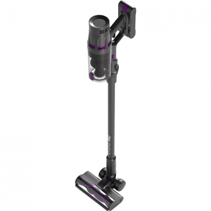 Aspirator vertical Tesla HS505GP, 500W, autonomie 70 min, 29.6V, display digital, sensor praf, filtru Hepa, capacitate 0.6 l, capacitate baterie 3000mAh, gri/mov [3]