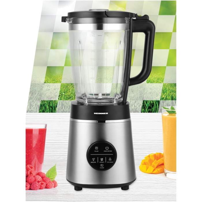 Blender de masa Heinner Bette Noir HBL-D1400SS, 1400W, capacitate bol sticla 1.75L, control digital, viteza variabila, multifunctiona, autocuratare, sistem siguranta, lame inox, carcasa inox, negru/argintiu [2]