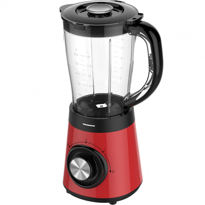 Blender Heinner RedPower HBL-500RRD, 500W, 2 viteze + Pulse, capacitate recipient 1.5l, rasnita inclusa, Rosu [2]