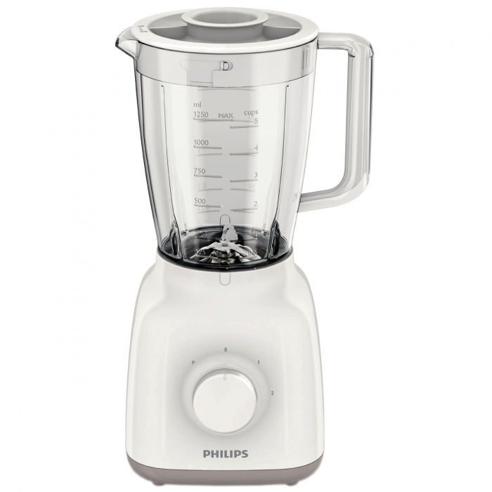 Blender Philips Daily Collection HR2105/00, 400 W, 1.25 l, 2 Viteze, Functie impuls, Alb [6]