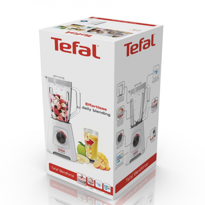 Blender Tefal BlendForce 2 BL420131, 600W, 4 lame, recipient 2L, functie zdrobire gheata si maruntire, alb [5]