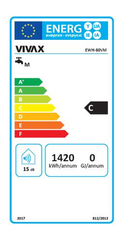 Boiler electric Vivax  EWH-80VM ,1500 W, 80 L, Finisaj alb mat, Termostat reglabil [3]