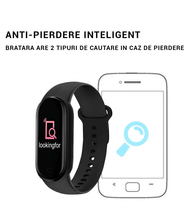 Bratara fitness M6, Ecran color HD, Bluetooth, Monitorizare somn/Ritm cardiac, Negru [3]
