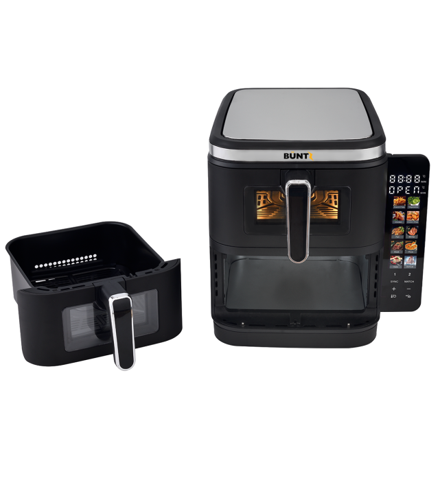 BUNTZ Air Fryer digital, Arete BAF-10x2, 2800 W, 11L, control tactil, termostat ,timer, Negru [4]