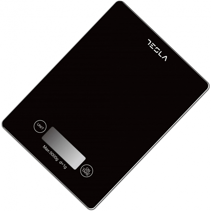 Cantar de bucatarie Tesla KS201B, 5kg, ecran LCD, functie Tara, Sticla, Negru [3]