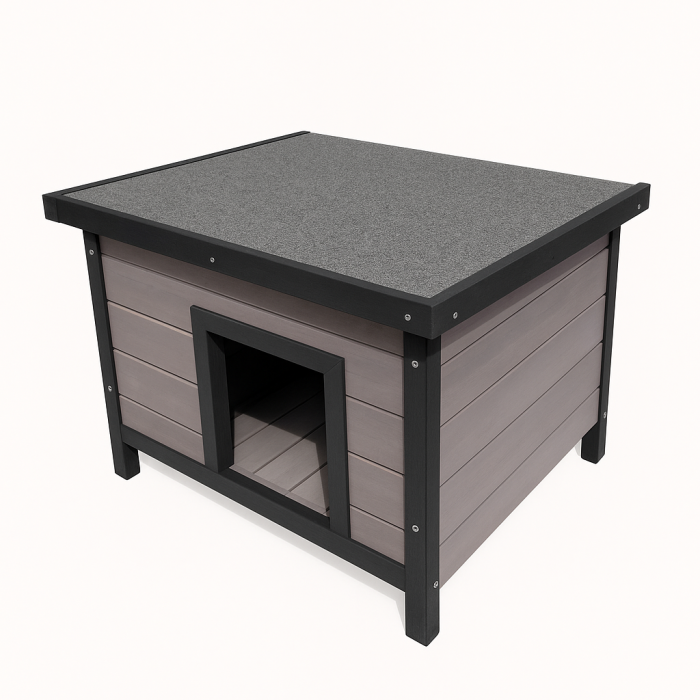 Casuta pentru caini, pisici si iepuri BUNTZ, lemn, acoperis rabatabil, 57 x 45 x 43.5 cm, Gri [2]