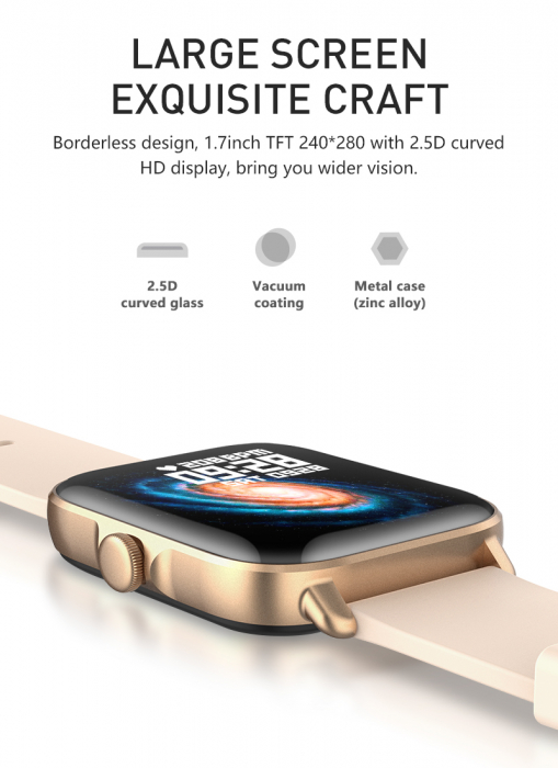 Ceas smartwatch barbati Y22, 1.7" HD, conversatie bluetooth, multi sport, ritm cardiac, ECG, notificari, oxigen, vibratii, BT 5.0, IP67, metalic, negru [3]