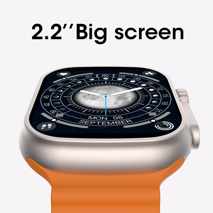 Ceas Smartwatch Ultra Apel BT + GPS Track, 2.0” Assistive MultiTouch, Carcasa 49mm, HD Stereo Sound, AI Asistent Vocal, NFC Acces Control, 24/7 Fitness Tracker [5]