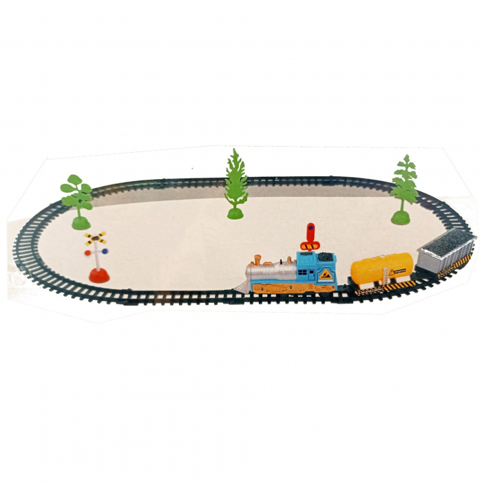 Circuit Tren Electric, 17 piese, 1 locomotiva, 2 vagoane marfa, muticolor [2]