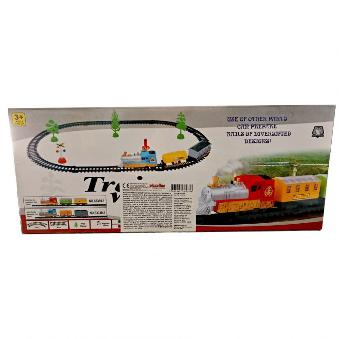 Circuit Tren Electric, 17 piese, 1 locomotiva, 2 vagoane marfa, muticolor [3]