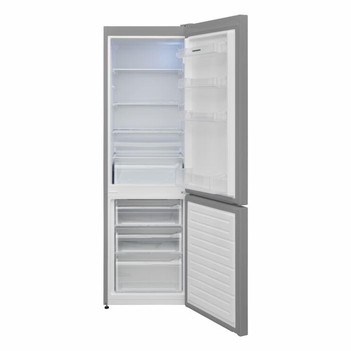 Combina frigorifica Heinner HC-V2681SE++, Static, 268 L, Functie Super congelare, Termostat ajustabil, Iluminare LED, Usi reversibile, Clasa E, H 170 cm, Argintiu [2]