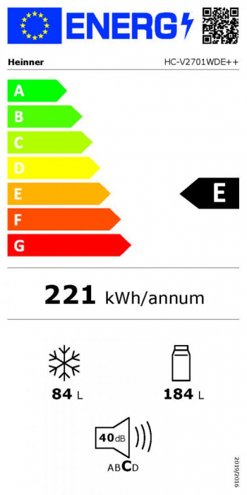 Combina frigorifica Heinner HC-V2701WDE++, 268 L, Less Frost, Clasa E, Alb [3]