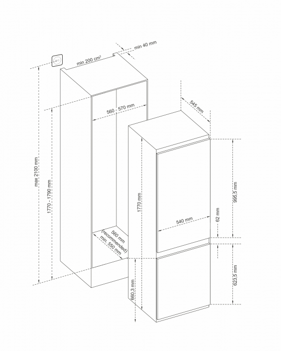 Combina frigorifica incorporabila Pyramis VE27RO61 FROST FREE [3]