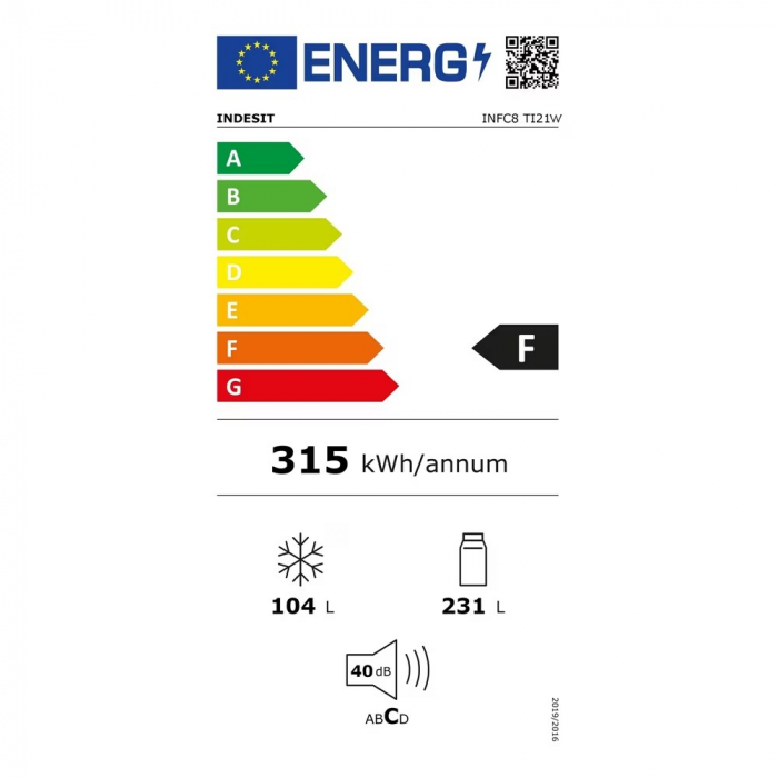 Combina frigorifica Indesit INFC8 TI21W, H 191 cm, No Frost, PUSH & GO, Display intern, 335 l, clasa F, Alb [4]