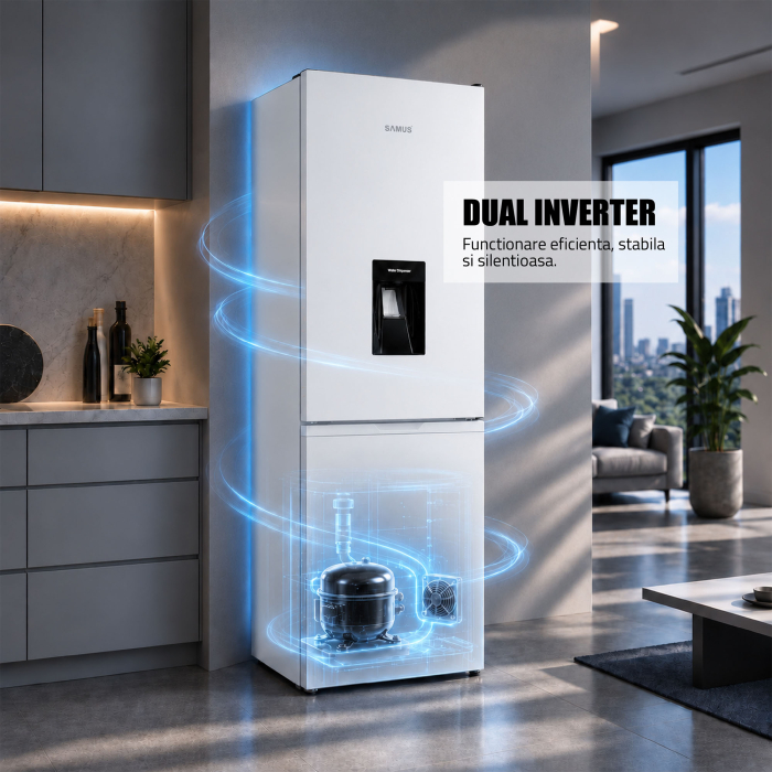 Combina frigorifica Samus SCW517NFIDE, 324 l, Full No Frost, Motor dual Inverter, Clasa E, Alb [4]