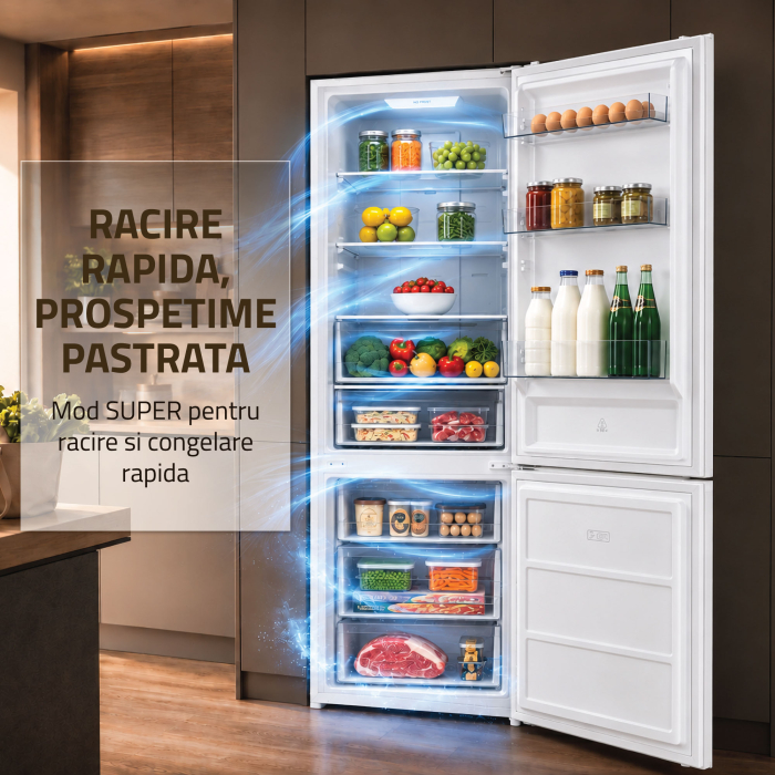 Combina frigorifica Samus SCW540NFIE, 400 l, Full No Frost, Motor dual Inverter, Clasa E, Alb [9]