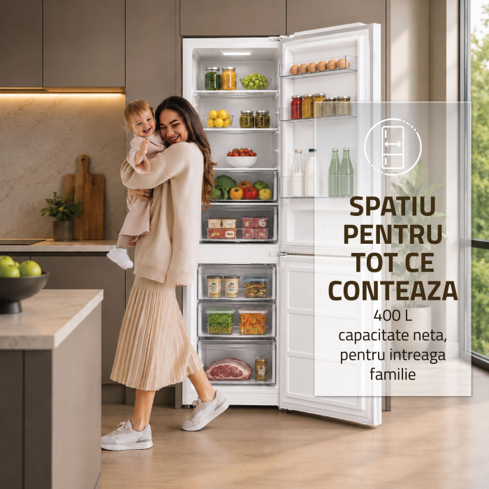 Combina frigorifica Samus SCW540NFIE, 400 l, Full No Frost, Motor dual Inverter, Clasa E, Alb [7]