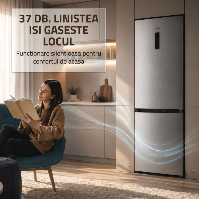 Combina frigorifica Samus SCX540NFIE, 400 l, Full No Frost, Motor dual Inverter, Clasa E, Inox [10]
