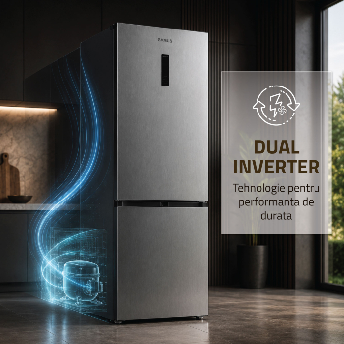 Combina frigorifica Samus SCX540NFIE, 400 l, Full No Frost, Motor dual Inverter, Clasa E, Inox [4]