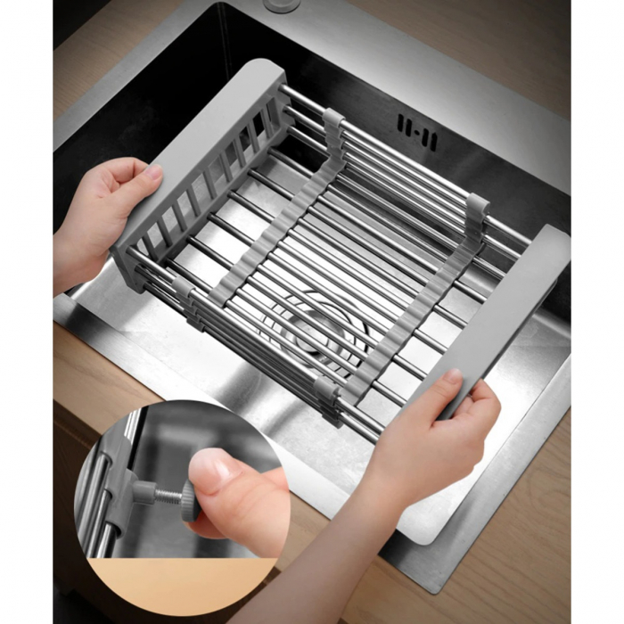Cos multifunctional extensibil 202200153, dimensiune 30-44 x 21.5 x 9cm, usor de curatat, finisaj inox si polipropilena [5]