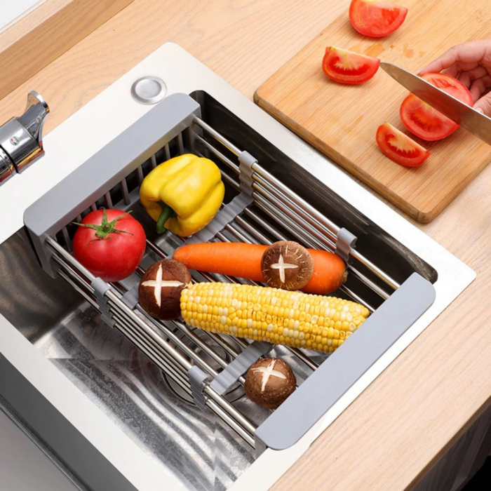 Cos multifunctional extensibil 202200153, dimensiune 30-44 x 21.5 x 9cm, usor de curatat, finisaj inox si polipropilena [3]