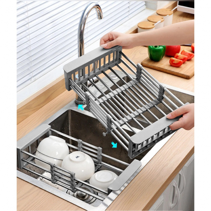 Cos multifunctional extensibil 202200153, dimensiune 30-44 x 21.5 x 9cm, usor de curatat, finisaj inox si polipropilena [4]
