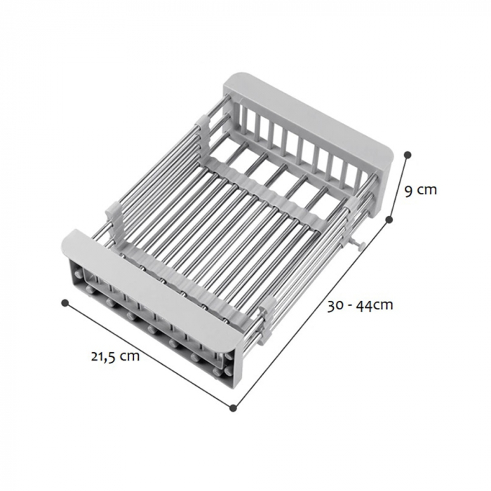 Cos multifunctional extensibil 202200153, dimensiune 30-44 x 21.5 x 9cm, usor de curatat, finisaj inox si polipropilena [6]