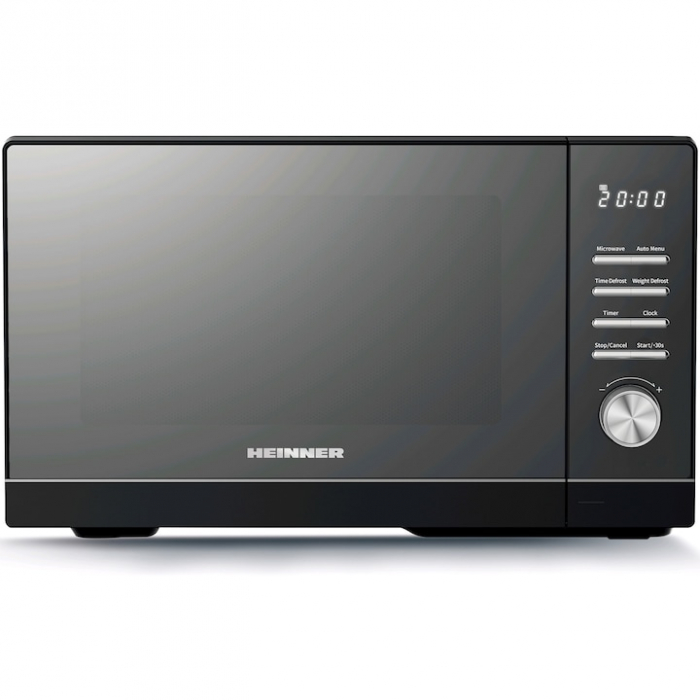 Cuptor cu microunde Heinner HMW-MD25DMRBK, 25L, digital, geam oglinda, 800W, 5 trepte de putere, timer, functie decongelare, diametru platou rotativ 288mm, negru [1]