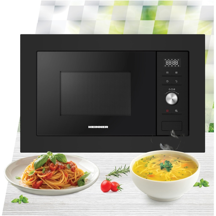Cuptor cu microunde incorporabil HEINNER HMW-MDBI28GDBK, 28L, Control digital, 900W, Putere grill 1000W, Afisaj led, Sticla neagra [2]