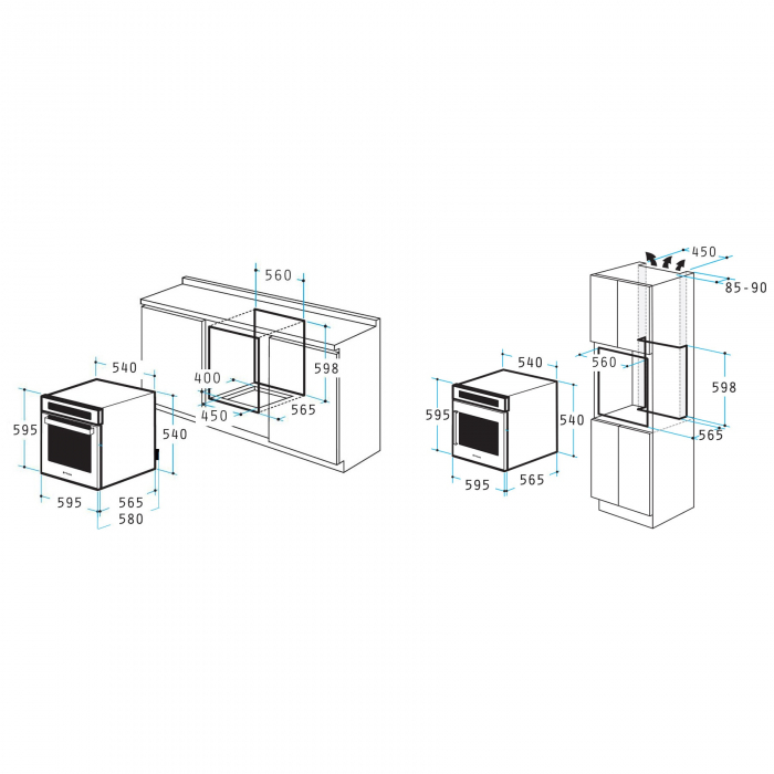 Cuptor electric incorporabil Pyramis SMARTLINE SO500, Clasa A, 5 functii, Sticla neagra [2]
