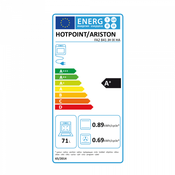 Cuptor Incorporabil Hotpoint Ariston FA2 841 JH IX HA, Electric, Clasa A+, 71 l, Inox [4]