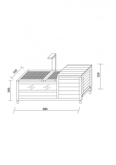Cusca din lemn pentru broaste testoase si reptile, BUNTZ, cu acoperis rabatabil, roti si compartiment de cuibarit, 2 tavi detasabile, 99.5 x 33 x 43.5 cm, Albastru-Alb [3]
