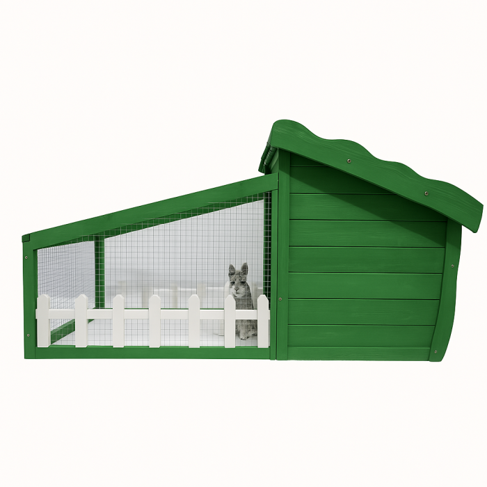 Casuta pentru iepuri si gaini, BUNTZ, 150 x 62 x 64 cm, Lemn / Metal, Verde / Alb [4]
