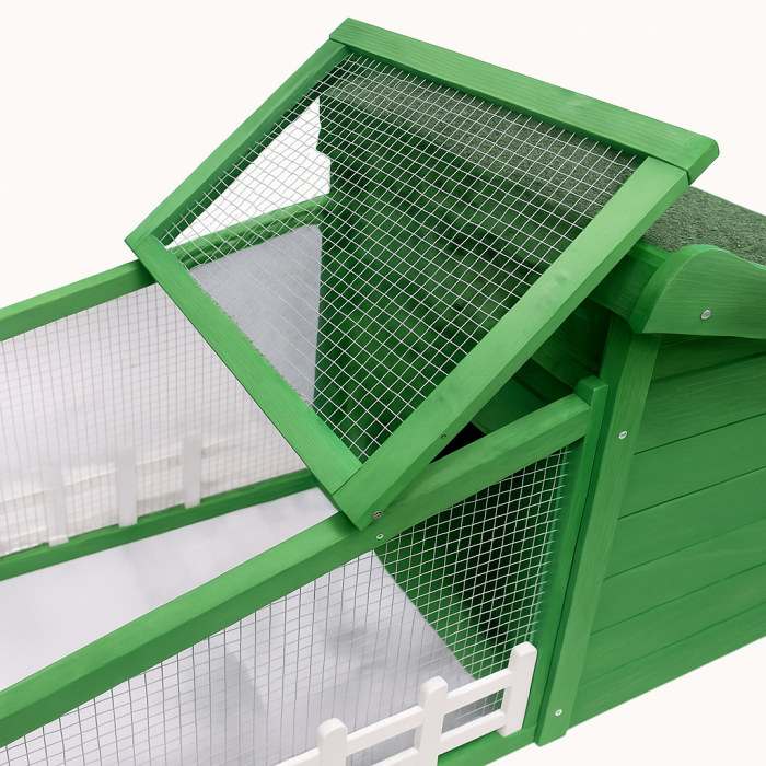Casuta pentru iepuri si gaini, BUNTZ, 150 x 62 x 64 cm, Lemn / Metal, Verde / Alb [5]