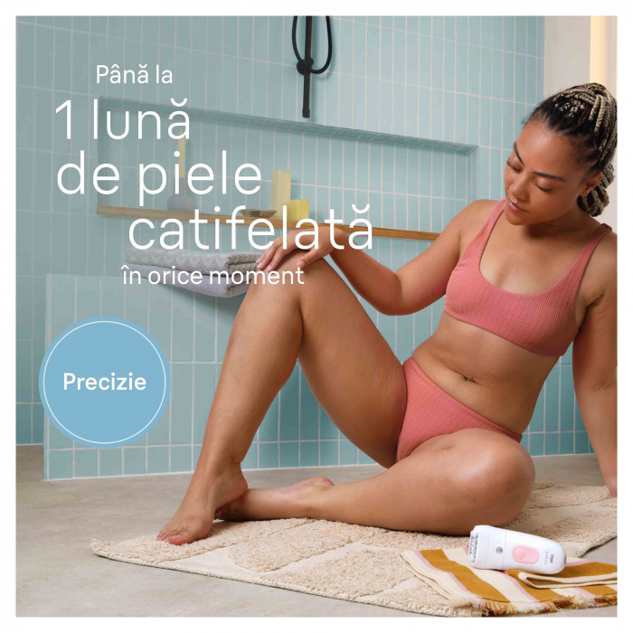 Epilator Braun Silk-épil 5 5-230 Wet & Dry, MicroGrip, Smart Light, 28 de pensete, 2 viteze, Trimmer Bikini + 5 accesorii, Cap de ras + Pieptene, Saculet de voiaj, Roz pal [4]