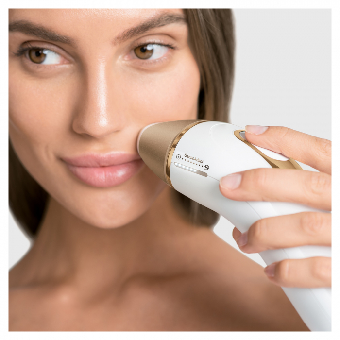 Epilator IPL Braun Silk-expert PRO 5 PL5160 Senzor automat & continuu Skin pro 2.0, 400.000 impulsuri, 10 niveluri de intensitate, 125 de impulsuri pe minut, cap de prezizie, Trusa de voiaj, Alb/Auriu [4]