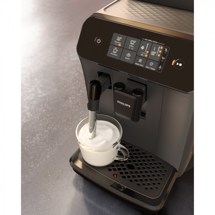 Espressor automat Philips seria 800 EP0824/00, sistem clasic de spumare a laptelui, 2 varietati de cafea, rasnita ceramica, display intuitiv, posibilitate de ajustare a tariei si a cantitatii de cafea [4]