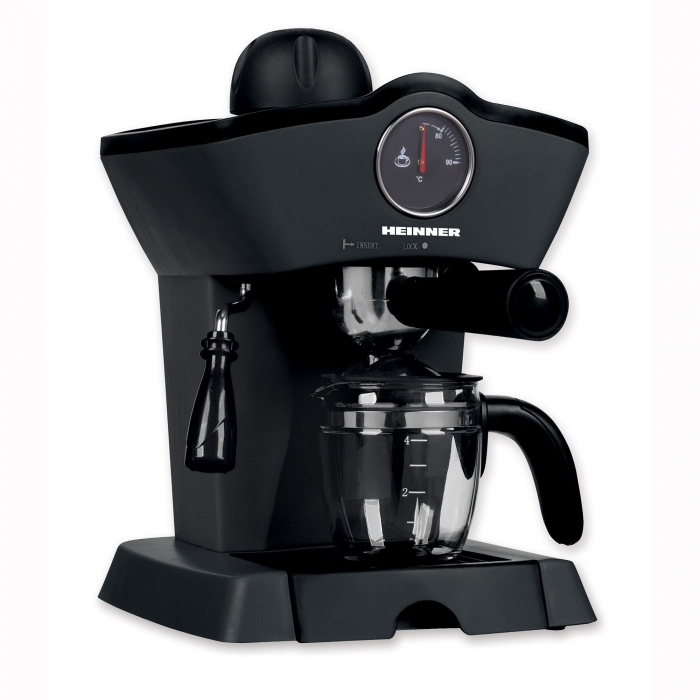 Espressor manual Heinner Retro Effect HEM-200BK, 800W, 3.5bar, capacitate rezervor 0.24L, termometru frontal apa, Negru [1]