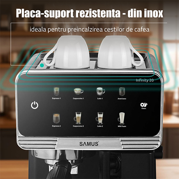 Espressor Samus Infinity 20, 1350 W, Abur, Negru [8]