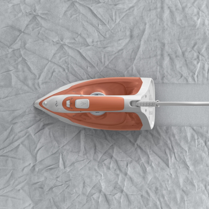 Fier de calcat cu abur Tefal Virtuo FV2C40E0, 2000 W, 120 g/min, 0.24 l, Talpa ceramica, Calcare verticala, Sistem antipicurare, Alb/Portocaliu [5]