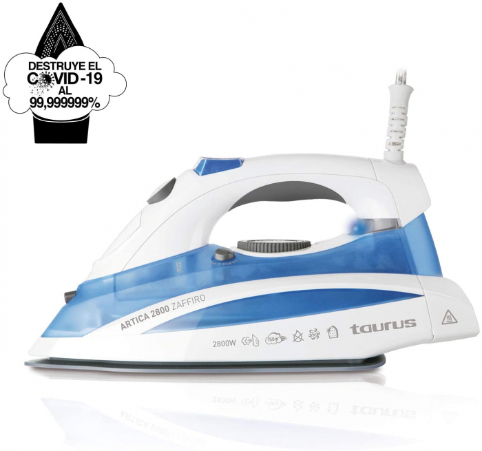 Fier de calcat Taurus Artica 2800 Zaffiro, Talpa Zefir, 2800W, 0.35l ,Alb-Albastru [12]