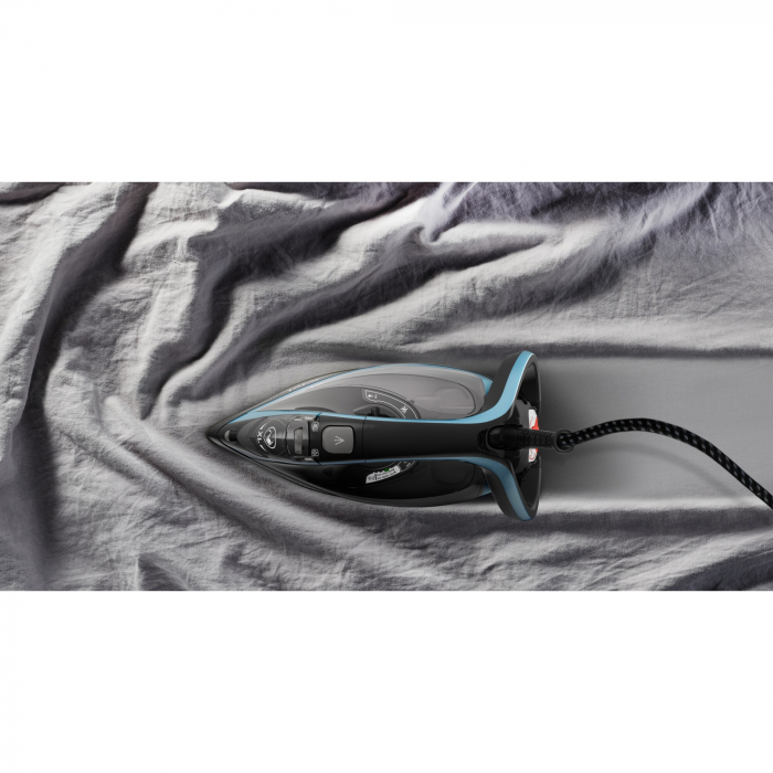 Fier de calcat Tefal Turbo Anti-Calc FV5695E1, 3000W, jet de abur 270 g/min, abur variabil 0-50 g/min, rezervor apa 300ml, talpa Durilium AirGlide Autoclean, colector anticalcar, oprire automata, negru/albastru [4]