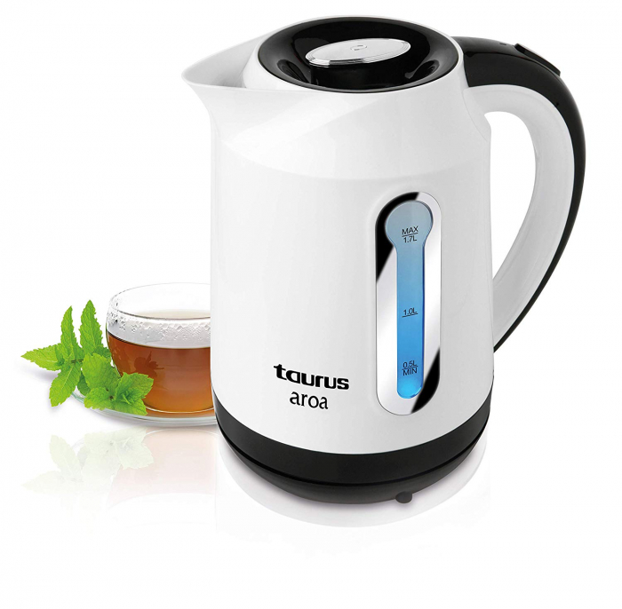 Fierbator Taurus Aroa, 2200W, 1.7L, Filtru extractabil, Baza detasabila 360°, Alb/Negru [2]
