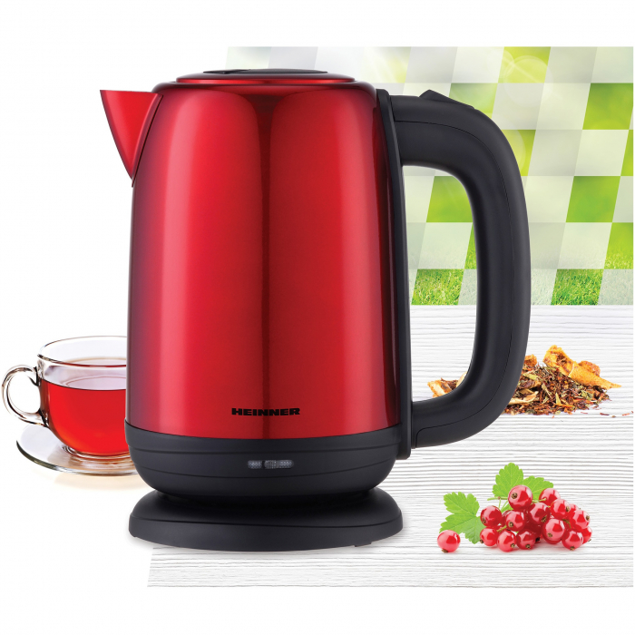 Fierbator electric Heinner HEK-2200RDSS, 1850-2200w, 1.7l, carcasa inox, filtru detasabil, Rosu [2]