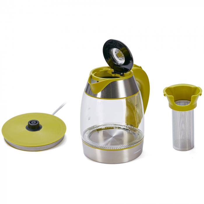 Fierbator Heinner HEK-TF2200GR cu filtru de ceai, 1.8l, Verde, Sticla [3]