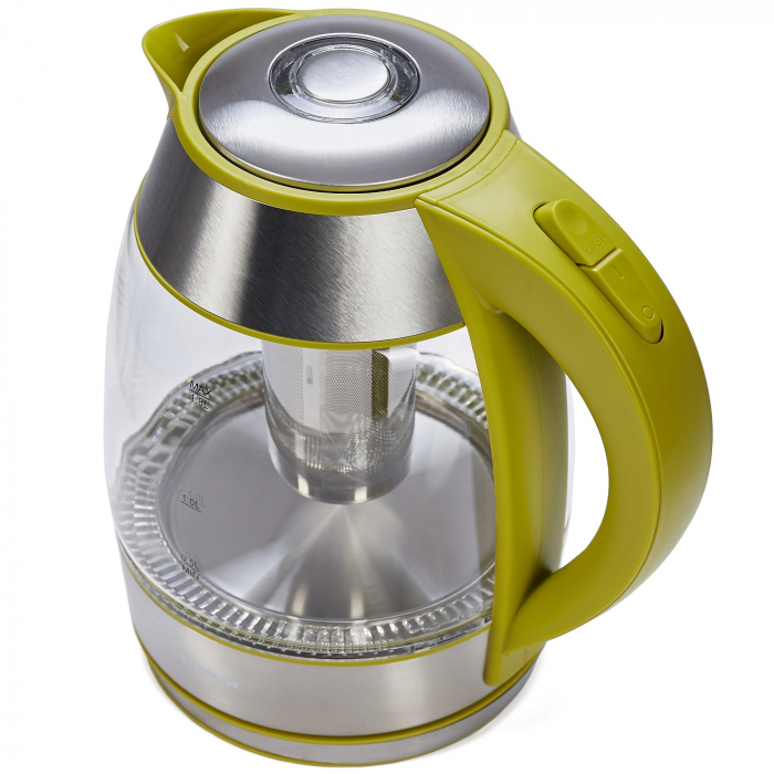 Fierbator Heinner HEK-TF2200GR cu filtru de ceai, 1.8l, Verde, Sticla [2]