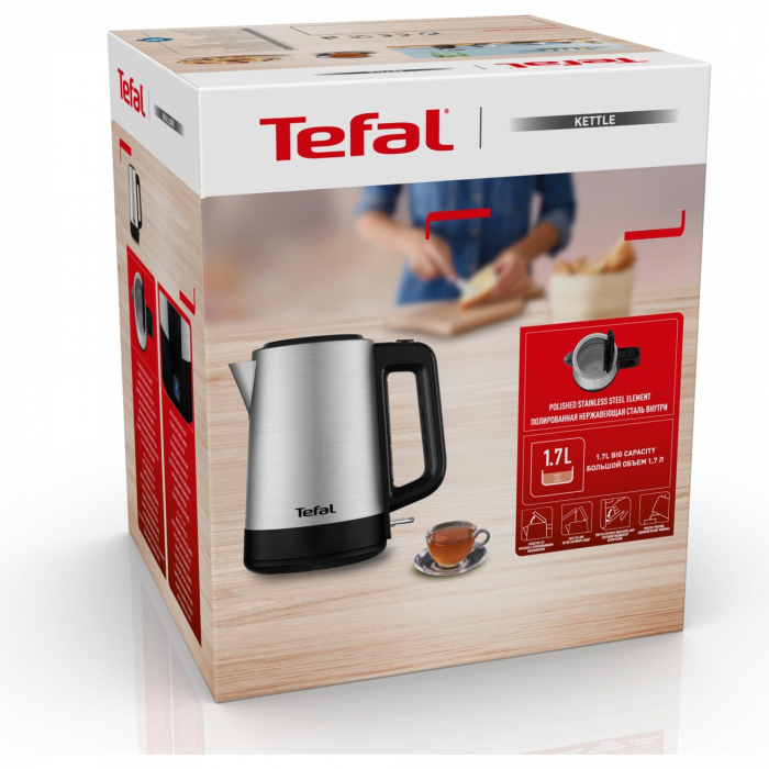 Fierbator Tefal Equinox BI520D10, 2200 W, 1.7L, baza rotativa, monitorizare nivel apa, gri/negru [6]