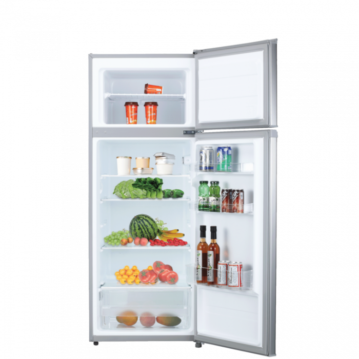 Frigider cu doua usi VIVAX DD-207E S, 204L, Clasa E, Termostat reglabil, Iluminare LED, Usi reversibile, Suprafata painted metal, 3 Rafturi de Sticla securizata, H 143 cm, Argintiu [5]